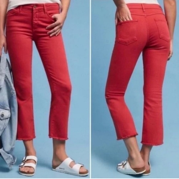 Anthropologie Pilcro Script Crop Jeans In Red Size 27 - Picture 1 of 10